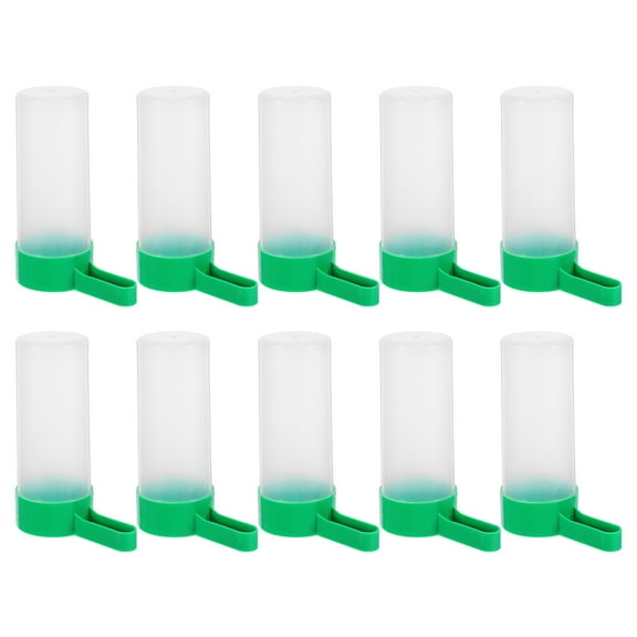 FRCOLOR Bird quail waterer Automatic Feeding Cup Water Dispenser Feeder Drinker Waterer Parrot Hanging Drinking Cup Farming Bowl for Bird Parrot Size small bird cage 10PCS,1.77"X1.57"X4.72"