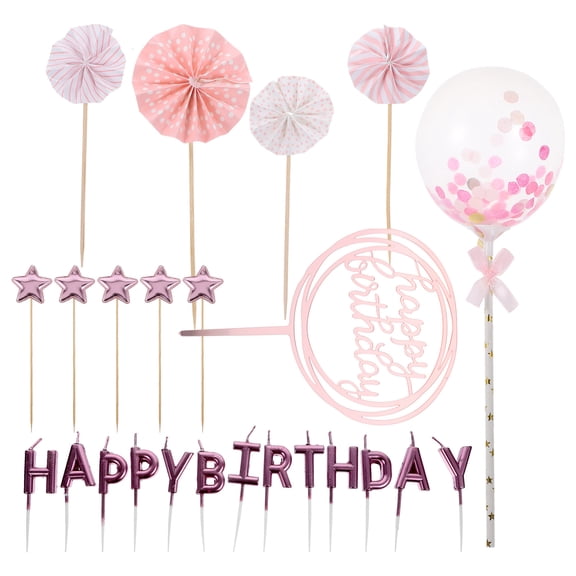 WRISTBIQUE Birthday Themed Cupcake Toppers Cake Decorations Rose Gold Paper 24Pcs 5.9*3.9*0.1In