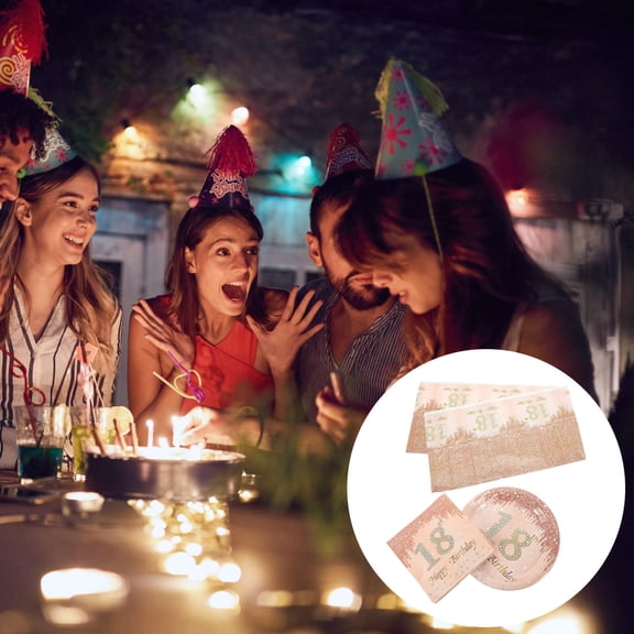 WASHWEPE Birthday Party Supplies Tableware Set Purple 1 Set 9in