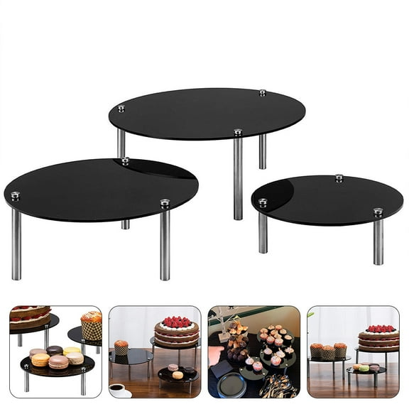 HORIALENCE Pedestal Stand for Parties Dessert Display Rack Acrylic 3Pcs 11.8x11.8x4.9in
