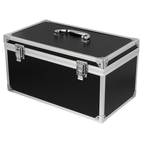 FRCOLOR Aluminum Storage Toolbox Black Portable Hard Case with Foam Inserts and Non Slide Handle
