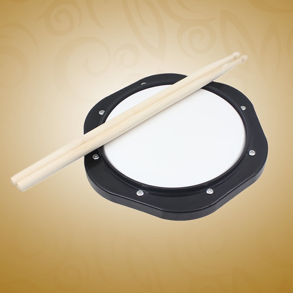 FRCOLOR Black Drum Practice Pad Set with 10 Inch Plastic Dumb Drum 2 Sticks and Storage Bag for Playing Use