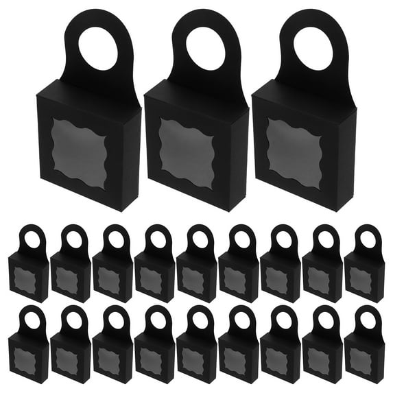 FRCOLOR Black PVC Cardboard Gift Box with Window for Storage Foldable and Hanging Design 25pcs