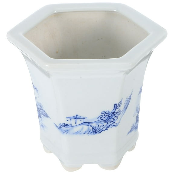 FRCOLOR Blue And White Ceramic Planter Dekicate Porcelain Flower Pot For Small Plants Decorative Desktop Flower Pot For Home And Office
