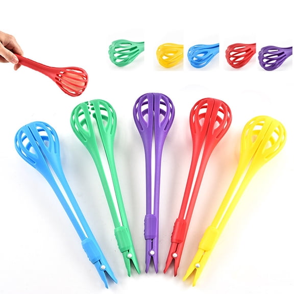 FRCOLOR Blue Multifunctional Egg Serving Tongs with Ergonomic Handle for Kitchen Use Made of PP 2pcs