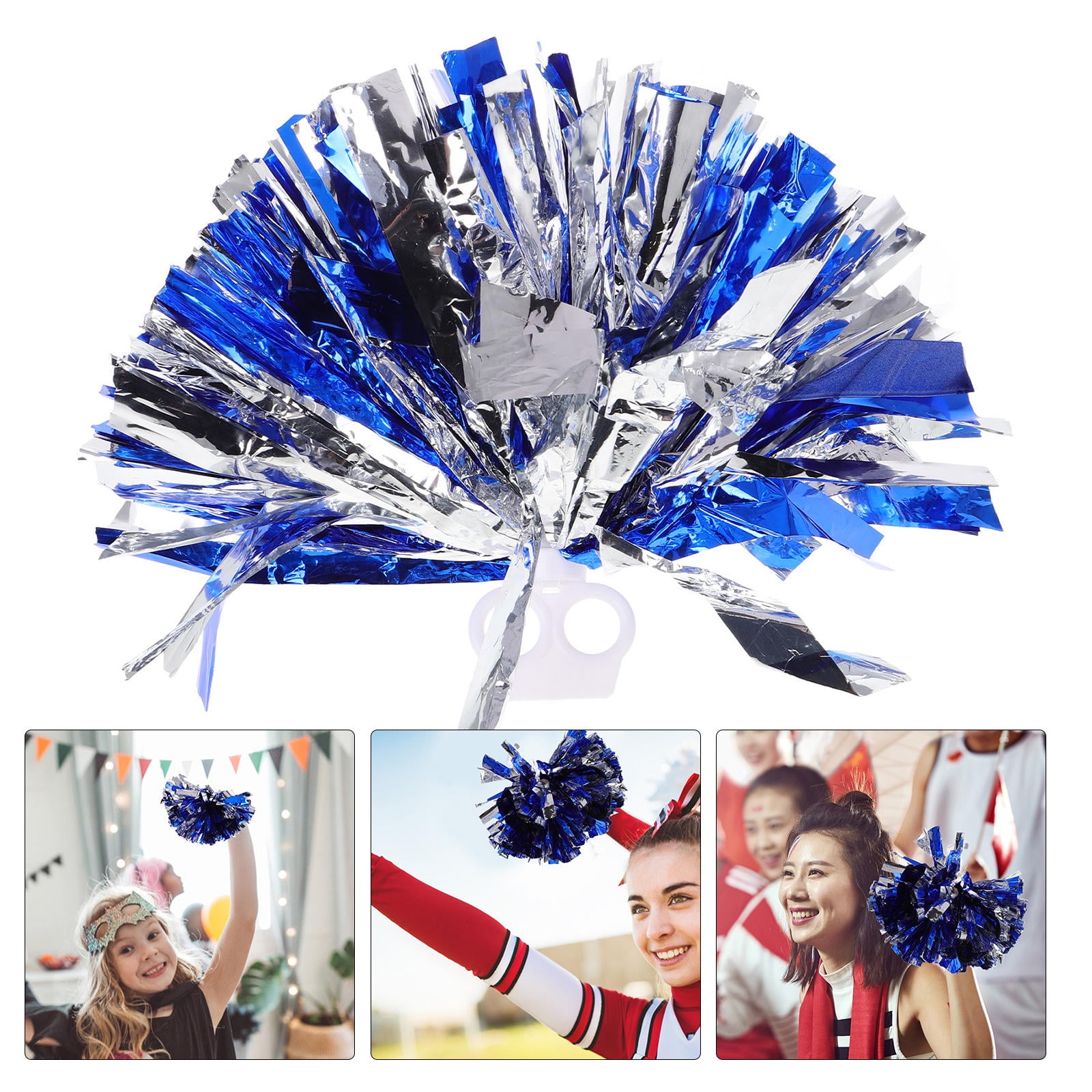 2 Stück Cheerleader Pompons Rot - Metall Folie Pom Poms Für Sportevents