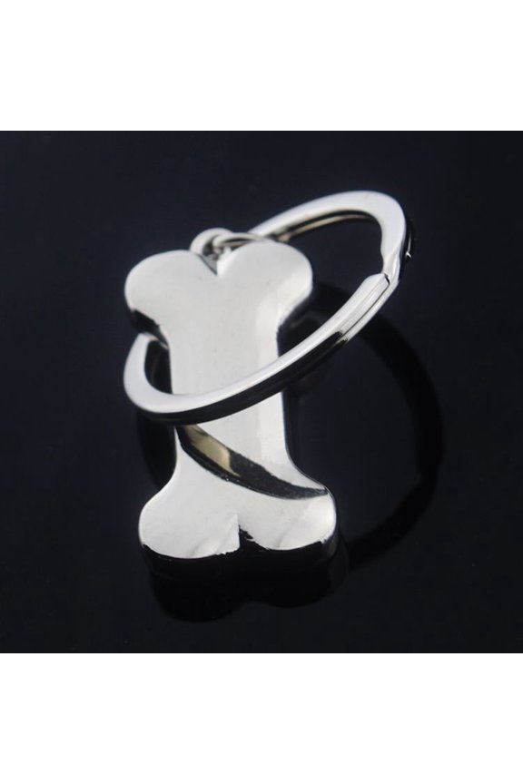 Bone Shape Keyring Keychain Metal Cool Car Keyring Purse Bag Pendant Decoration Creative Gift Party Favor (Silver)