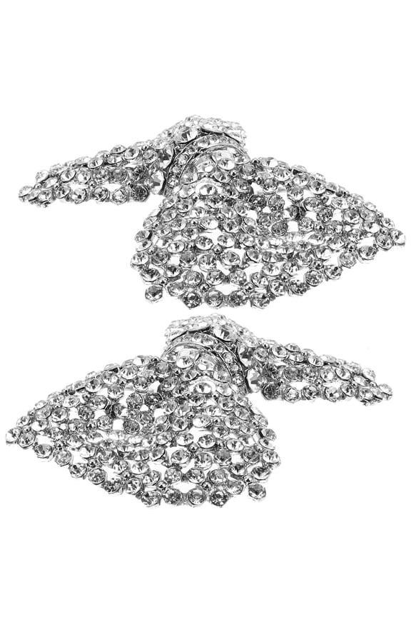 Boot Decorations Rhinestone Shoe Clips for Wedding Bride Silver