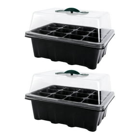 Unbranded Black Planting Boxes for Seedling with Holes and Transparent Lid Made from Premium Plastic 2 Pieces