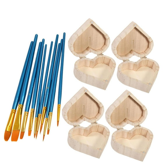 FRCOLOR DIY Unfinished Wooden Box for Storage Craft with Smooth Finish Assorted Color 1 Set