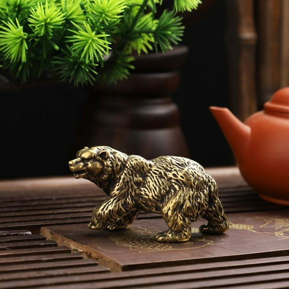 FRCOLOR Brass Bear Statue Desktop Bear Figure Brass Bear Figure Desktop Bear Statue Bear Adornment