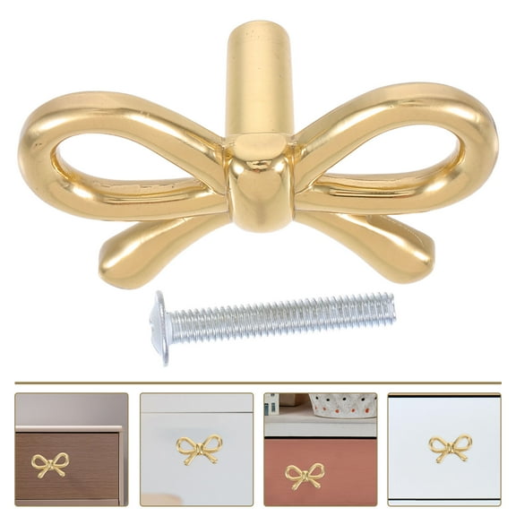 FRCOLOR Brass Bow Tie Drawer Handle Stylish Bowknot Cabinet Wardrobe Knobs Easy To Install Shoe Cabinet Knobs For Dresser Bedside