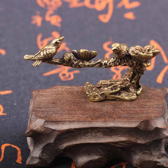 FRCOLOR Brass Cuckoo Figurine with Golden Finish for Desktop Decoration Perfect Home Office Adornment 2 Pieces