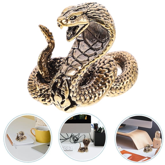 FRCOLOR Brass Snake Statue for Creative Decor Multi Use Perfect for Home Office 2.5 Inch