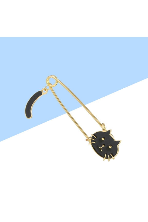 Breastpin Exquisite Wearing Accessories Lovely Little Cat Wagging Tail Oil Dripping Animal Brooch (Black)