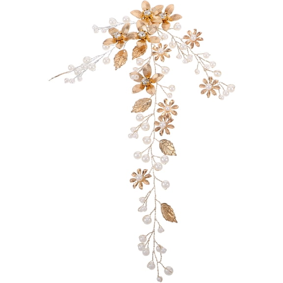 TAILTOSS Bridal Wedding Headwear in Golden Alloy with Intricate Beading for Stylish Hair Decoration