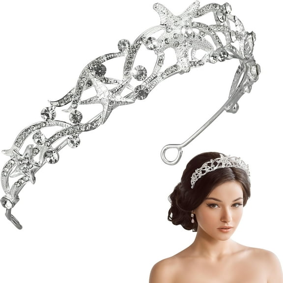 FRCOLOR Bridal Rhinestone Stars Crown Bridesmaid Headpiece Miss Dinner Party