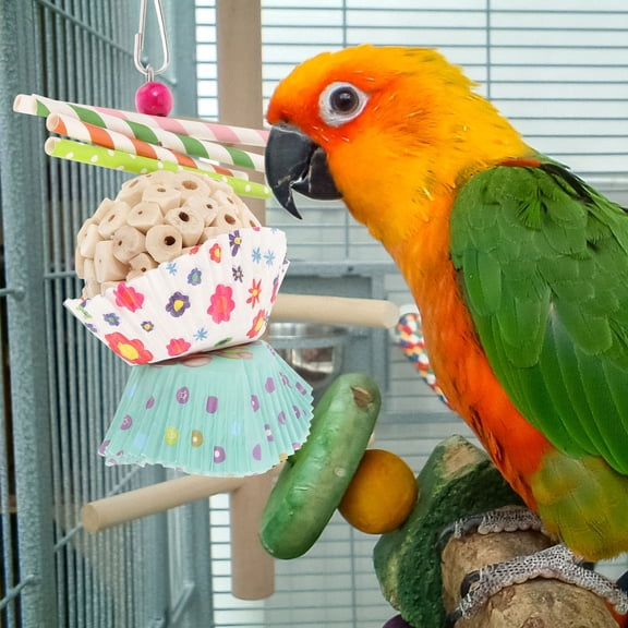 FRCOLOR Bright Colorful Parrot Toy for Pet Use Made of Corncob Multi