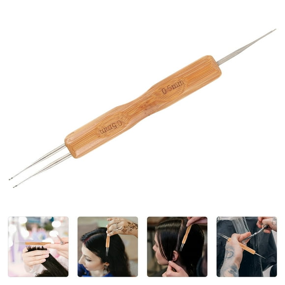 FRCOLOR Brown Hair Weaving Needle Tool with Ergonomic Handle for Styling Easy to Grip and Portable
