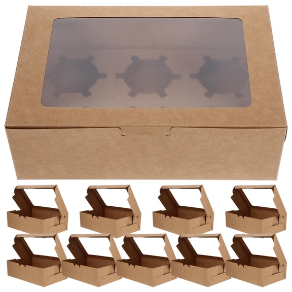WASHWEPE Cupcake Containers Customers 10Pcs 9.24X6.09X2.95in Party