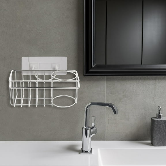 FRCOLOR Brushed Sink Storage Rack Dish Sponge Holder Drain Holding Rack 17X14CM Silver