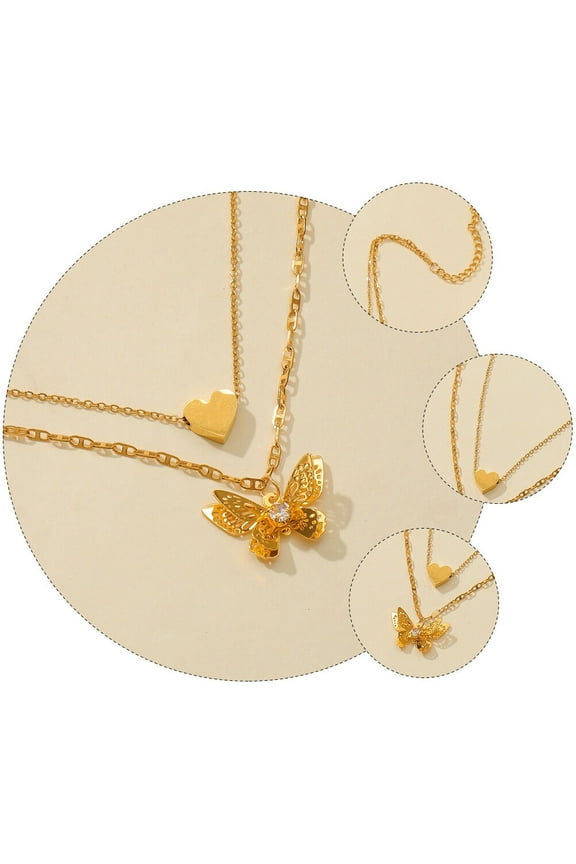 Butterfly Double Necklace Silver Jewelry Special Occasion Miss