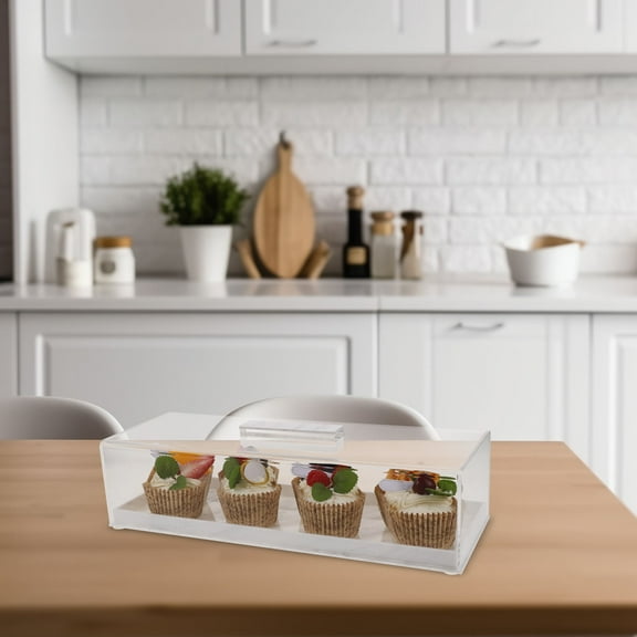 WASHWEPE Acrylic Rectangular Cake Tray White 1Pcs 14X5X3.5in