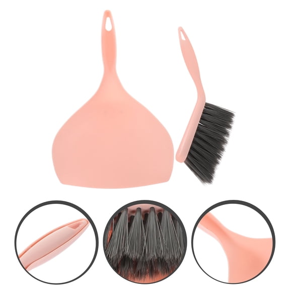FRCOLOR  Car Gaps Brush Convenient Mini Broom and Dustpan Refills Desktop Pink
