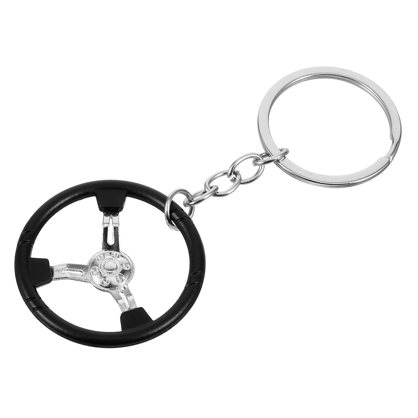 FRCOLOR Car Metal Keychain Universal Steering Wheel Model Key Ring