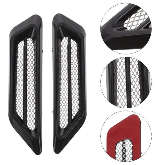 FRCOLOR 1Pair Car Side Air Flow Vent Sticker Black Adhesive Auto Accessories Durable ABS