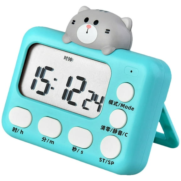 FRCOLOR Cartoon Kitten Electronic Timer Hourglass Digital Desk Alarm Clocks Student