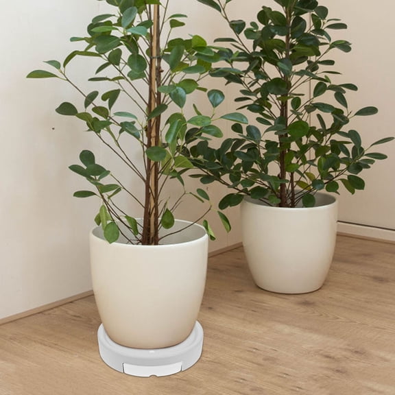 FRCOLOR  Caster Casters Potted Plant Stand with Wheels Indoor Plants White