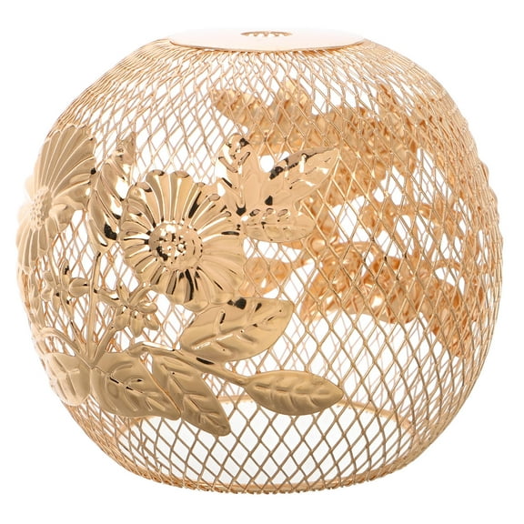 FRCOLOR Ceiling Fan Globe Replacement Wire Lampshade Mesh Lamp Shade Hollow Lampshade Metal Pendant Light Shade Lamps Shades Replacement Floor Lamp Shade Golden