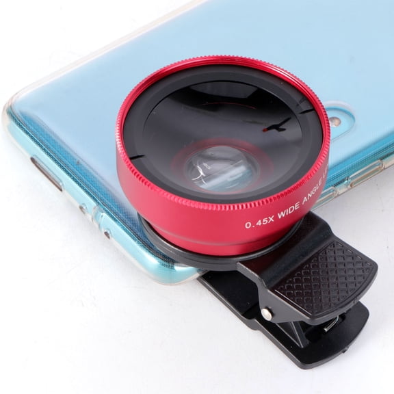 FRCOLOR Cell Phone Camera Lens 0.45X Super Wide Angle Lens 12.5X Macro Lens Clip on 1 Mobile Phone Lens for Smart Phones (Red)