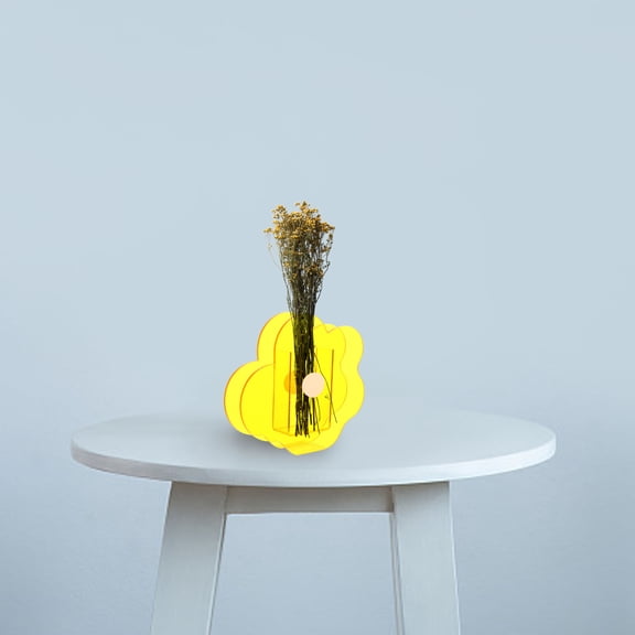 FRCOLOR Centerpiece Vase Plants Acrylic Flower Arrangement Vase 17.4X15X3.2CM Yellow
