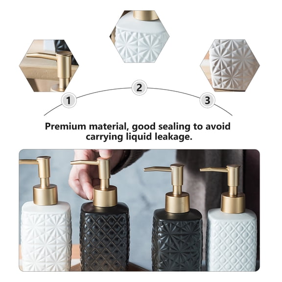 FRCOLOR  Ceramic Bottle Soap Dispenser Labels Press Foaming Travel White