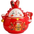 thumbnail image 1 of FRCOLOR  Ceramic Container with Lid Tea Storage Tank Airtight Jars Red Rabbit, 1 of 8