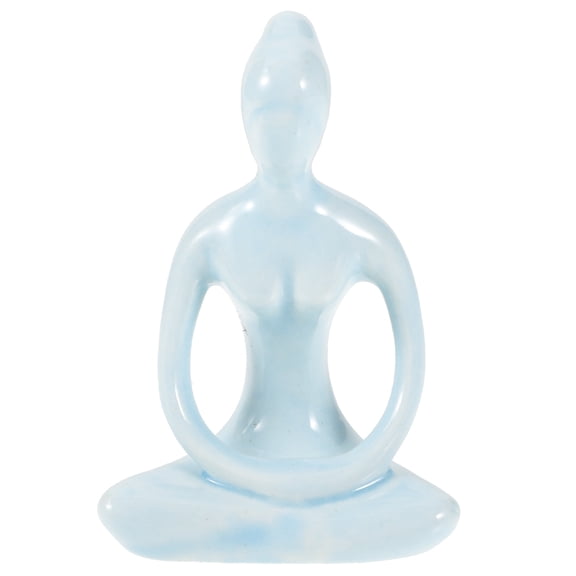 FRCOLOR Ceramic Crafts Yoga Figurines Chakra Decor Statues for -blue