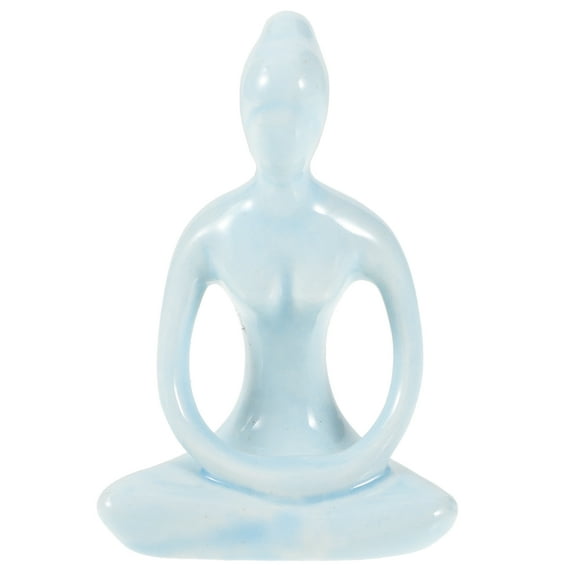 FRCOLOR Ceramic Crafts Yoga Figurines Chakra Decor Statues for -blue