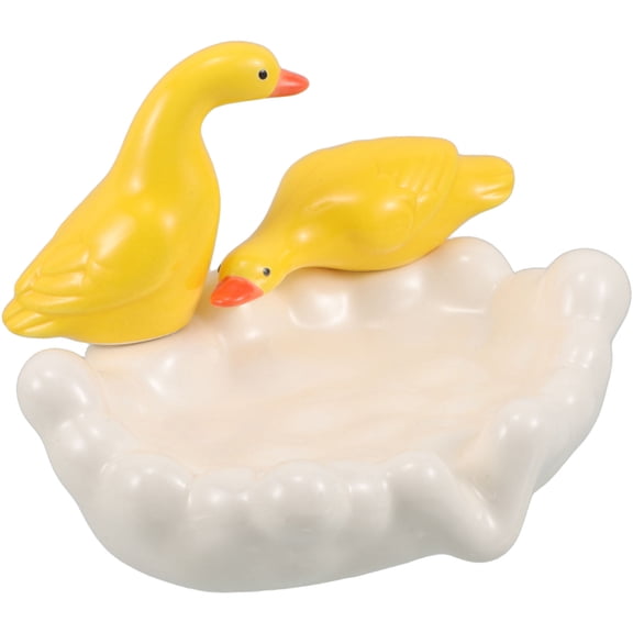 FRCOLOR Ceramic Duck Soap Dish Self Draining Soap Tray Cute Animal Soap Holder Cartoon Soap Dish Container Soap Tray for Shower Bathroom Bar Kitchen Counter