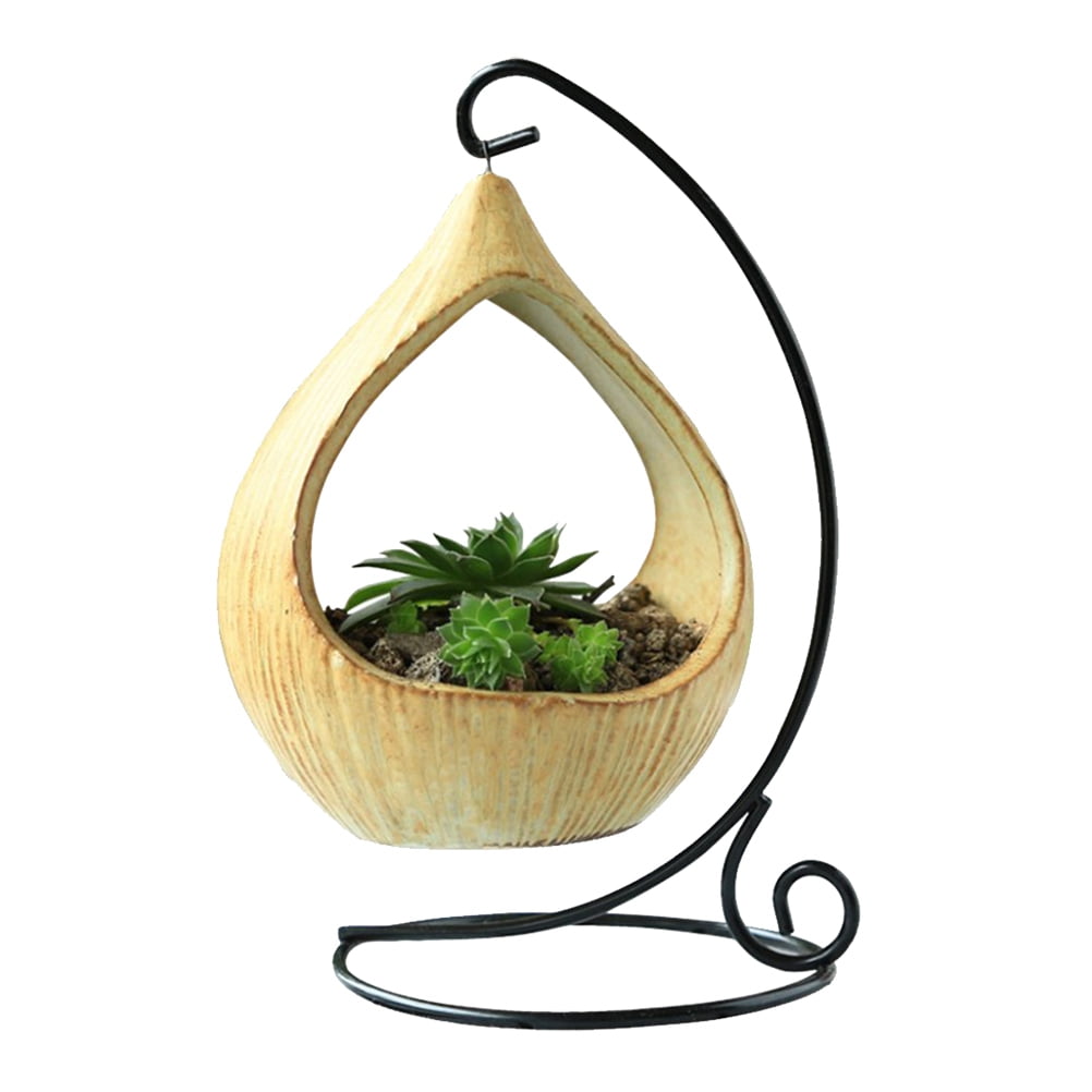 FRCOLOR Ceramic Hanging Basket for Plants Suitable for Home Office Decor Mini Planter 4.5 inch
