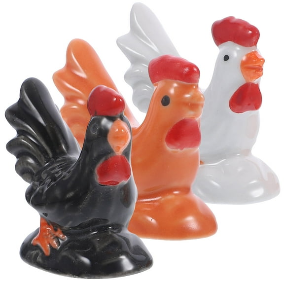 FRCOLOR Ceramic Rooster Figurines Set of 3 Perfect for Garden Lawn Decoration Assorted Color