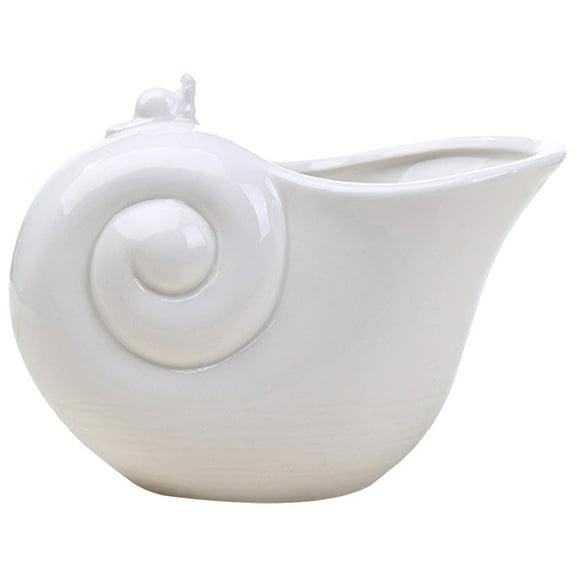 FRCOLOR Ceramic Snail Shaped Planter Pot for Succulent Planting and Storage White Inch