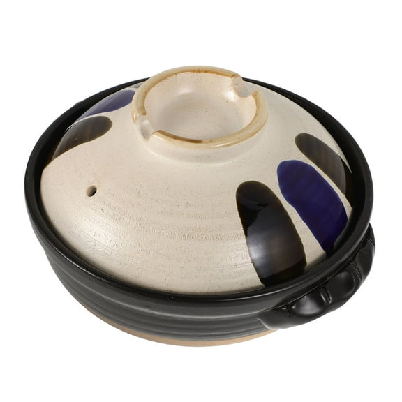 FRCOLOR Ceramic Soup Pot with Lid Ceramic Cookware Stock Pot Rice Pot Clay Pot for Cooking Soup, Vegetable, Herb, Milk
