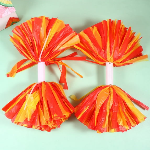 FRCOLOR Cheering Poms with Handle for Cheerleaders Made of Plastic Red Color Great for Sport Cheering 1 Pair