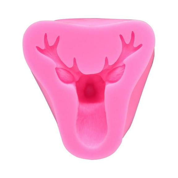 FRCOLOR Christmas 3D Deer Elk Silicone Cake Mold Soap Chocolate Candy Fondant Mold Kitchen Baking Tool (Random Color)