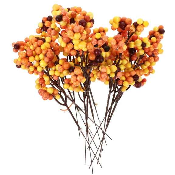 FRCOLOR Christmas Berry Stems for Room Decoration Vibrant Yellow Plastic Perfect for Arrangements 12 Pieces