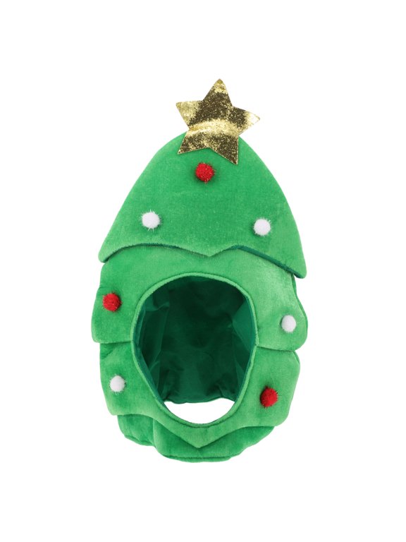 Green Christmas Tree Topper Hat Plush Holiday Tree Hat 1 Piece for Christmas Decor and Masquerade Parties
