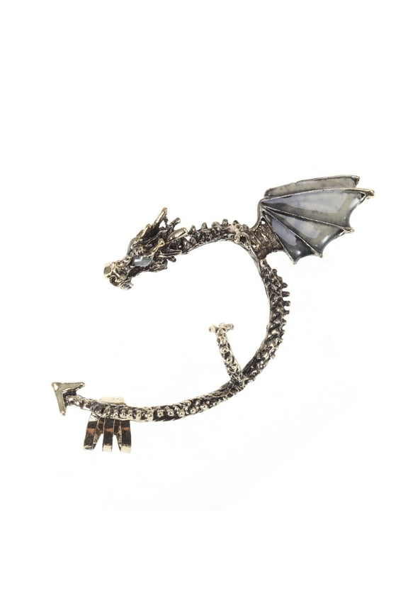 Classic Dragon Earrings Non-Pierced Clip On Earrings Fake Ear Cartilage Cuff Ear Ring Ear Wrap Earring Gothic Jewelry (Bronze Green)