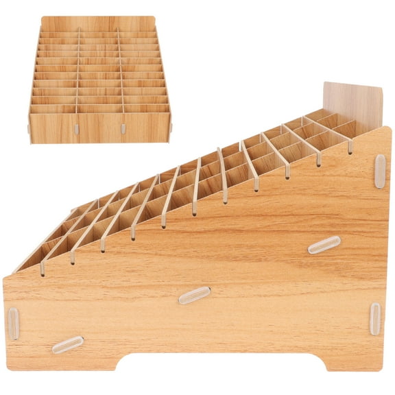 LABSERRON Khaki Wooden Multi Grid Phone Storage Box Desk Organizer for Home and Office Use